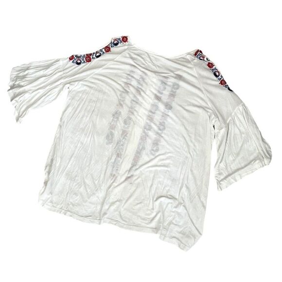 NYGARD White Cold Shoulder Peasant Embroidered Boho Top Plus Size 1X NEW NWT - Picture 3 of 11